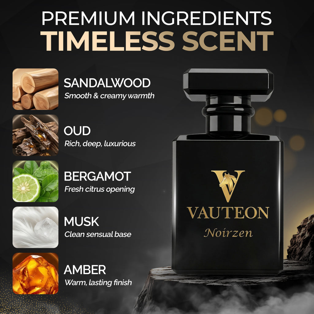 Noirzen Men's Parfum 1.7 FL OZ | All-Day Lasting Fragrance | Sandalwood Oud Amber | Premium Luxury Cologne for Men