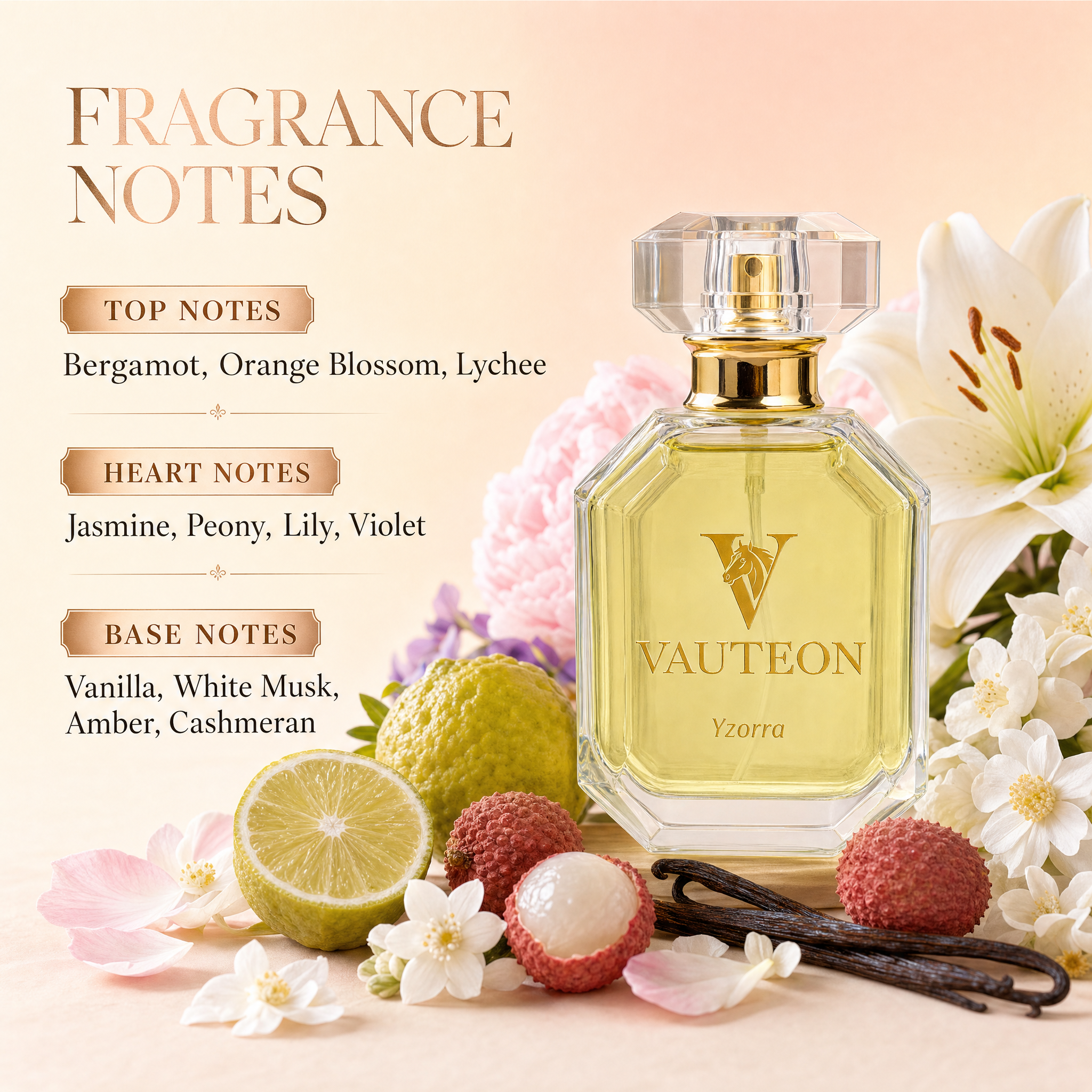 Yzorra Parfum for Women 50 ml / 1.7 Fl Oz | Luxury Long Lasting Floral Vanilla Perfume | Jasmine, Peony & Sweet Vanilla | Elegant Feminine Fragrance